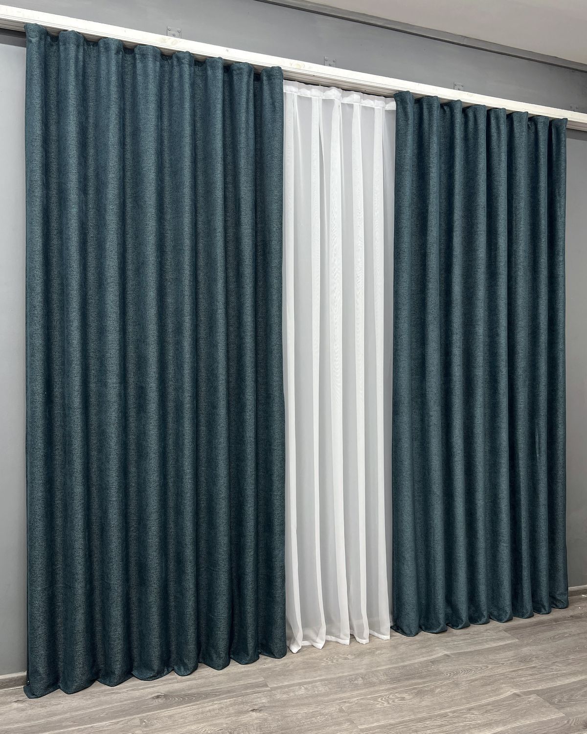 Комплект (2шт 1,5х3,0м) штор фактурный лен премиум, коллекция "Grand Linen", цвет лазурный 2039ш 33-1029