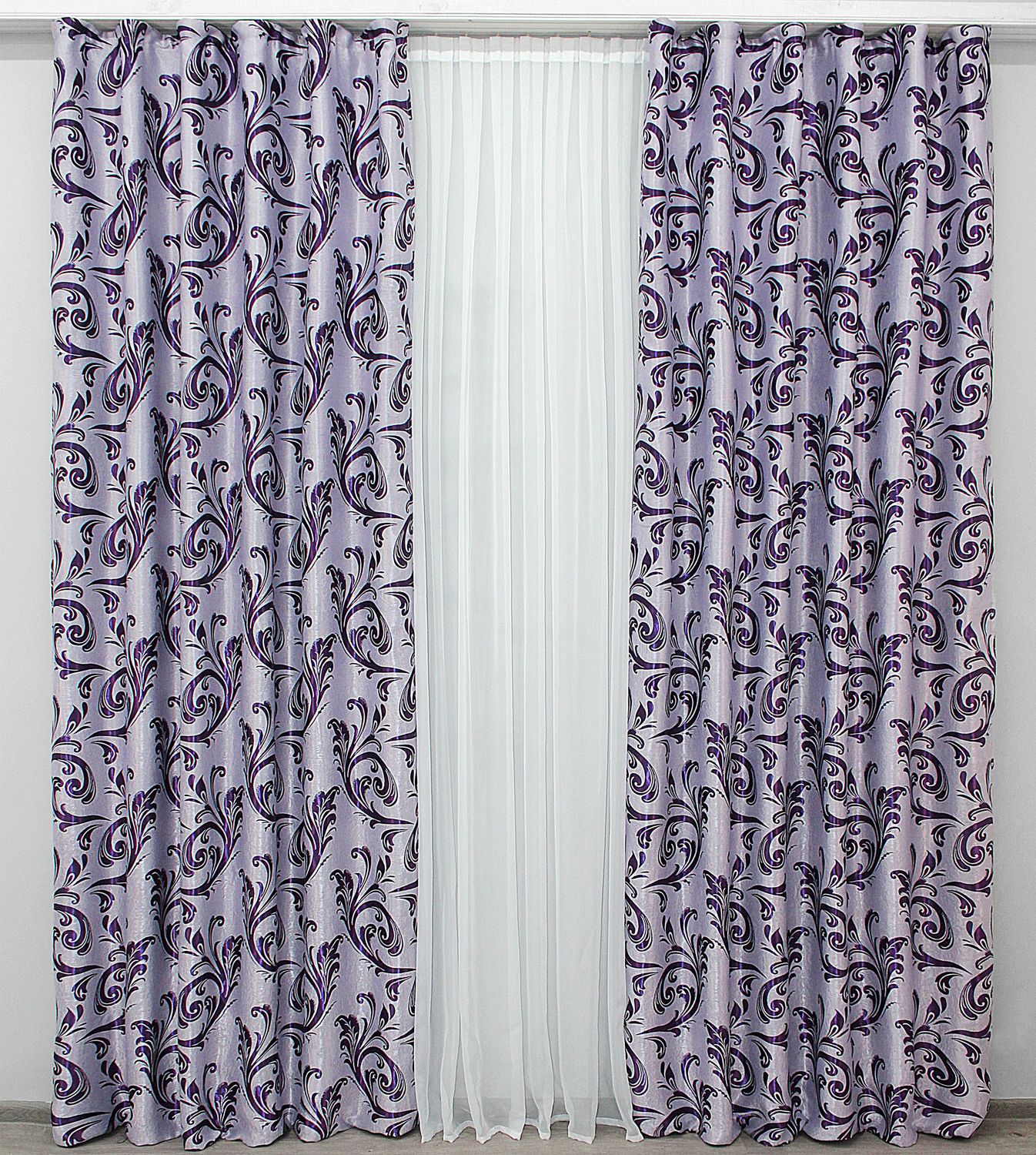 Комплект штор, из ткани блэкаут-софт коллекция "Лилия" цвет фиолетовый 290ш (Б), Сиреневый, Комплект штор (2шт. 1,0х2,7м.), 1 м., 2,7 м., 100, 270, 1 - 2 м., В комплекте 2 шт., Тесьма