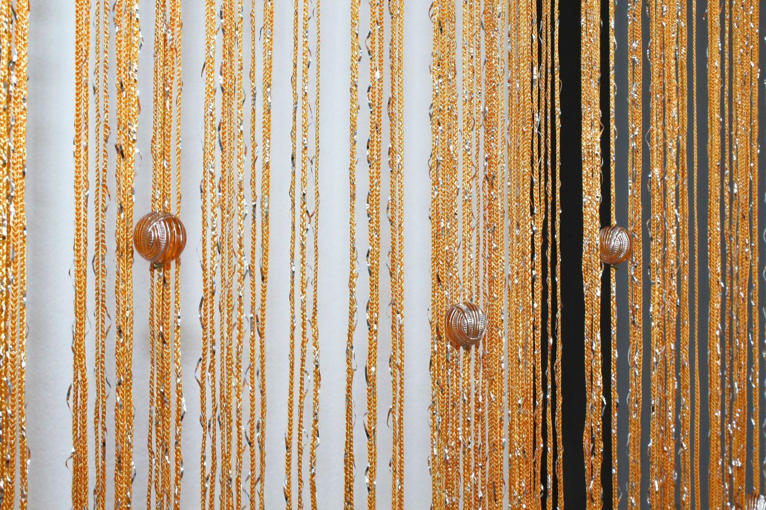 Шторы-нити "Кисея" (1 шт 3х3 м) с люрексом и бусинками цвет помарачевый 61-004