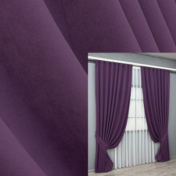 Комплект (2шт 2х2,9м) штор из ткани микровелюр Petek, цвет фиолетовый 1509ш 32-513