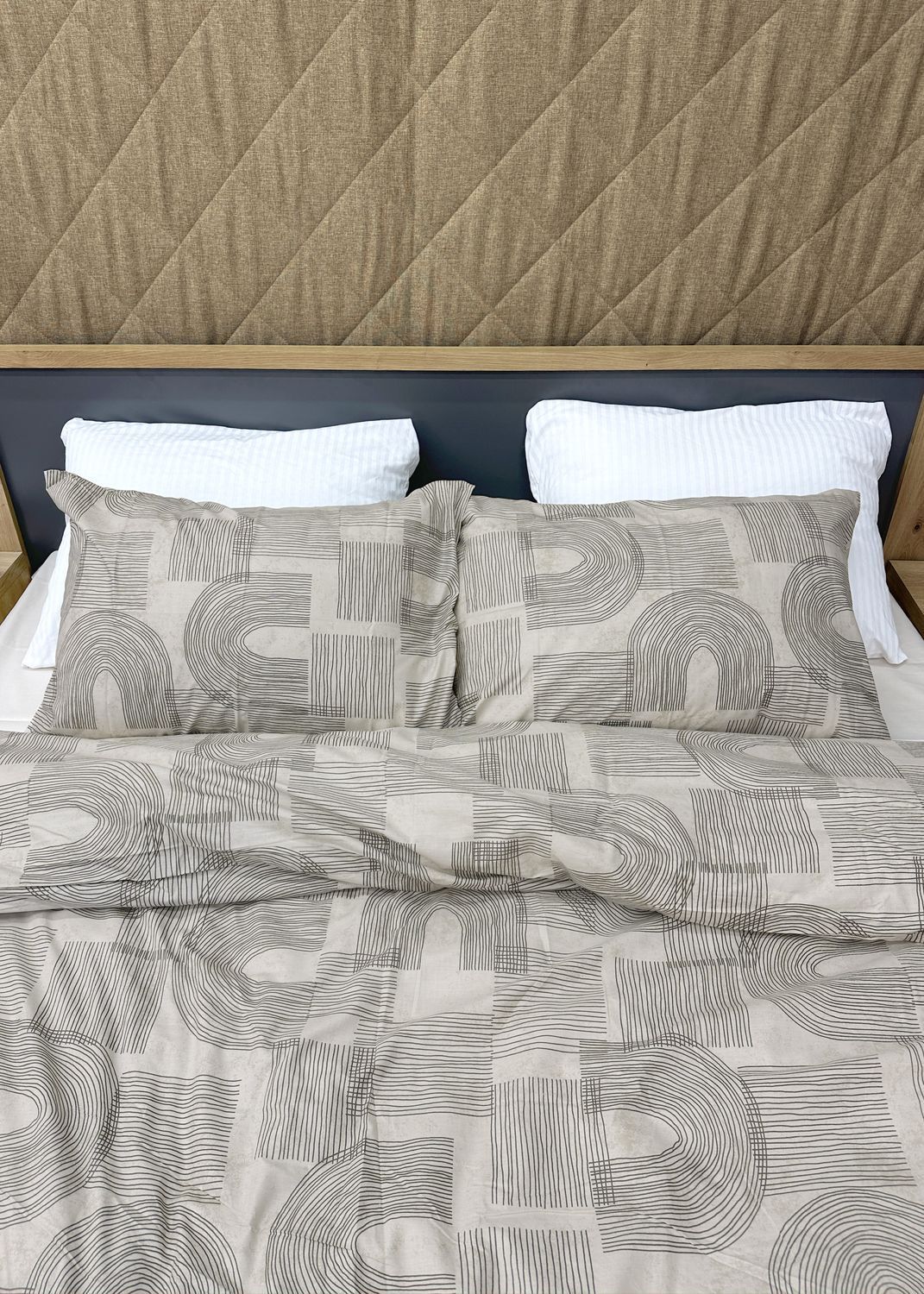 Комплект постельного белья Поплин, Decorator Cotton Lux Collection Branch Евро 220х200 Бежевый (88-132)