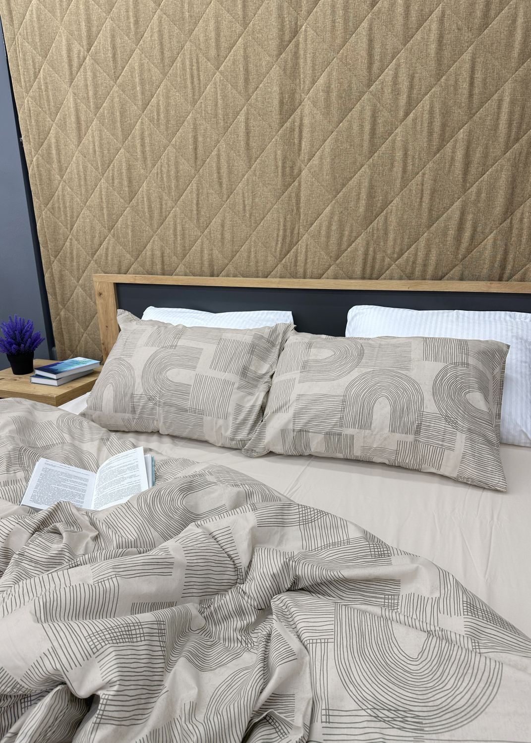 Комплект постельного белья Поплин, Decorator Cotton Lux Collection Branch Евро 220х200 Бежевый (88-132)