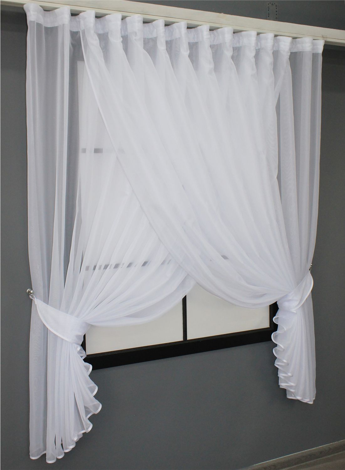 Кухонный комплект (330х170см) шторки с подвязками "Дуэт" цвет белый 060к 50-417