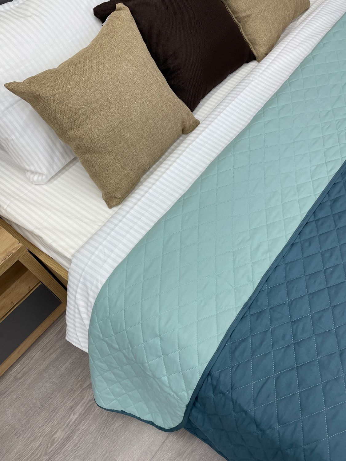 Покривало двостороннє Decorator Microfiber ромб 140х215 см синій з блакитним (85-006)