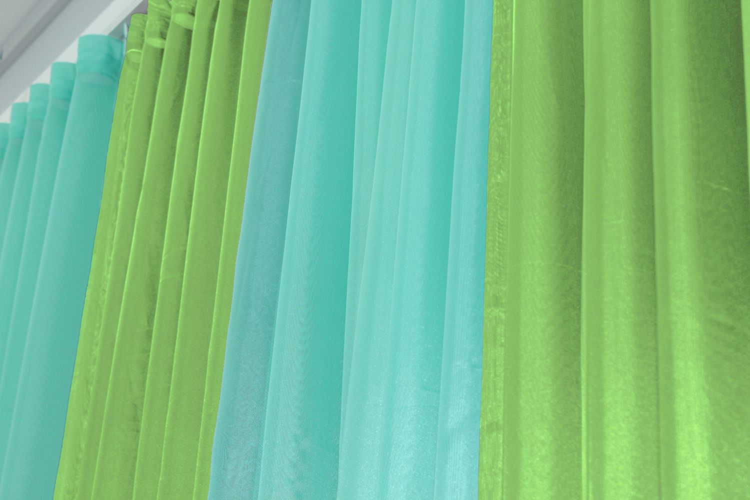 Декоративная гардина из шифона цвет бирюзовый с салатовым 012дк (н117-н120), Гардина (1 шт. 4x2,8 м.), 4,0 м., 2,8 м., 400, 280, 2 - 3 м., Тесьма