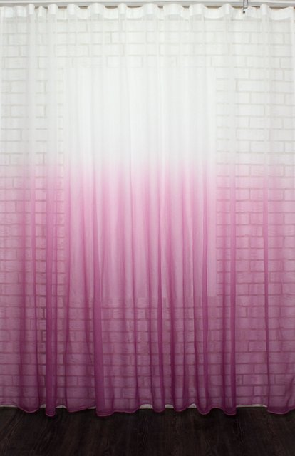Тюль розтяжка "Омбре" на батисті (під льон), колір рожевий з білим 504т, Тюль на метраж, Потрібну Вам ширину вказуйте при покупці. (Ширина набирається по довжині рулона.), 2,65 м.
