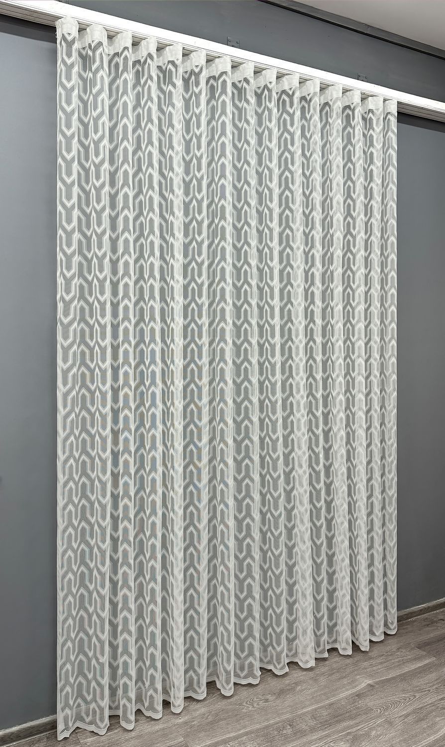 Тюль жакард колір молочний 2001т, Готова тюль з тасьмою (4х2,7 м.), 4,0 м., 2,7 м., 400, 270, 2 - 3 м., Тасьма