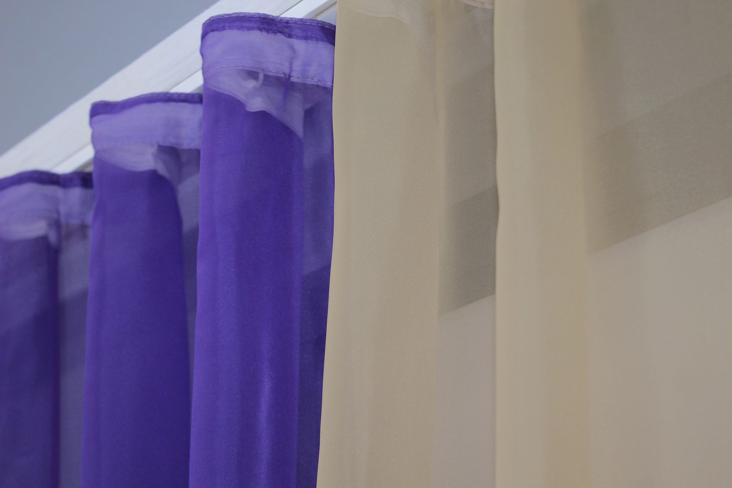 Кухонные шторы (265х170см) на карниз 1-1,5м цвет фиолетовый с тёмно-бежевым 017к 50-235