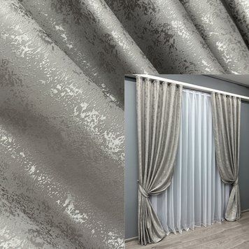 Комплект (2шт 1,4х2,7м) штор жаккард коллекция "Мрамор Al1", цвет светло-серый 443ш 39-294