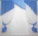 Кухонный комплект (200х170см) шторки с ламбрекеном и подхватами цвет синий с голубим и белым 049к 50-061 Фото 1