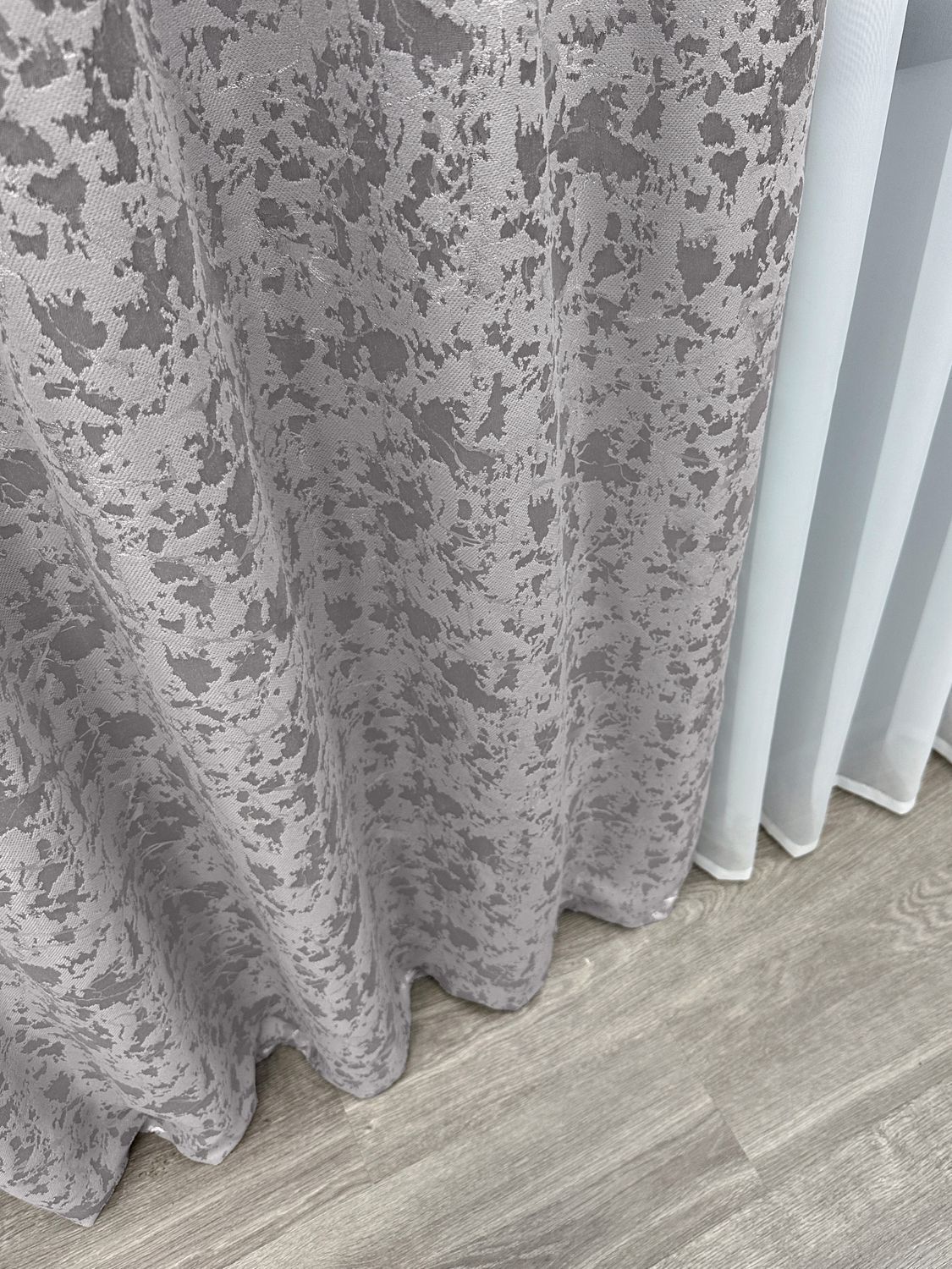 Комплект (2шт 1,3х2,7м) штор лен мрамор, коллекция "Royal Touch" цвет светло-серый 2007ш 33-1305