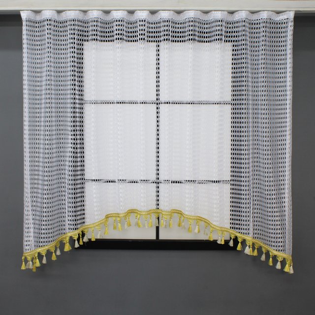Арка (270х150см) сітка з бахромою на кухню, балкон колір білий з золотистим 000к 51-196