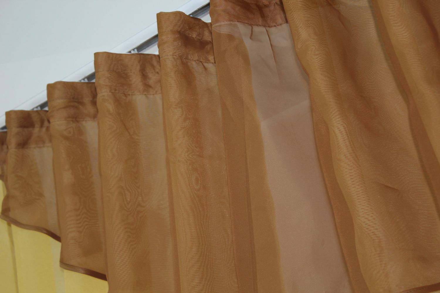 Кухонные шторы (270х170см) с ламбрекеном, на карниз 1-1,5м цвет золотистый с коричневым 00к 59-763