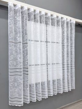 Тюль жаккард (200х160см) Арка на кухню, цвет белый 1602т 53-0182
