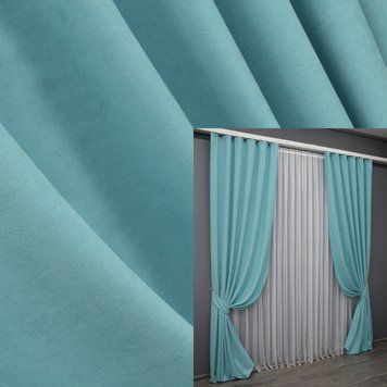 Комплект (2шт 1,5х2,7м) штор із тканини мікровелюр Petek колір блакитний 1524ш 33-1034