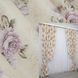 Комплект готовых льняных штор, коллекции "Прованс" цвет бежевый с сиреневым 219ш Фото 1
