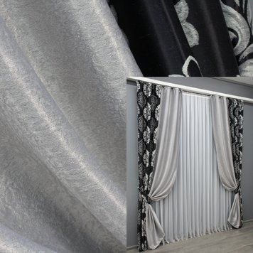 Комбинированные (2шт 1,5х2,7м) шторы из ткани блэкаут-софт, цвет черный с светло-серым 014дк (1273шА-981ш) 11-0125