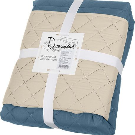 Покривало двостороннє Decorator Microfiber ромб 140х215 см синій з бежевим (85-004)