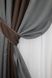 Комбіновані штори з тканини льон-блекаут колір венге з сірим 016дк (288-291-288ш) Фото 4