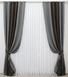 Комбіновані штори з тканини льон-блекаут колір венге з сірим 016дк (288-291-288ш) Фото 2