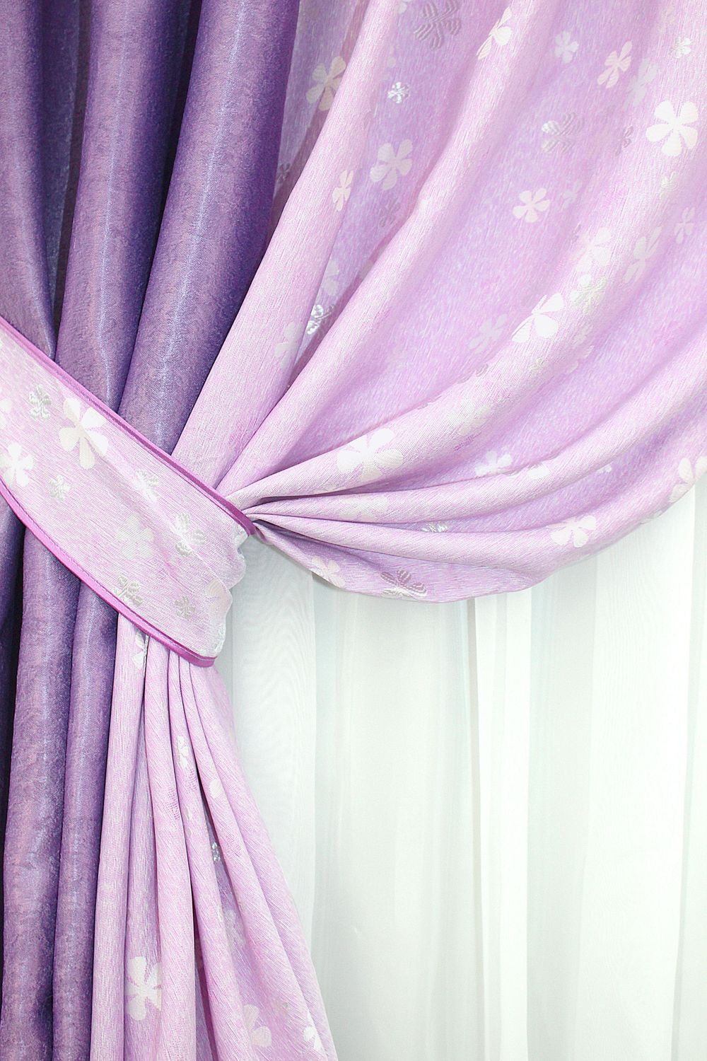 Комбинированные (2шт 1,7х2,7м) шторы, софт с жаккардом цвет фиолетовый с сиреневым 014дк (129-931) 10-648