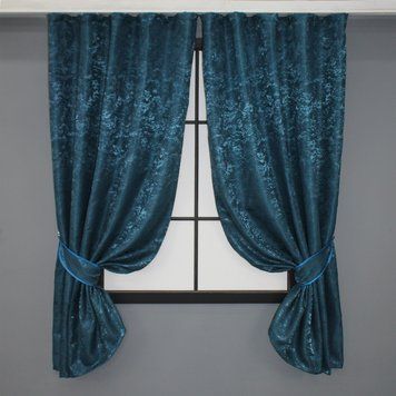 Комплект (2шт 1,3х1,7м) коротких штор, лен мрамор, коллекция "Pavliani", цвет синий 1365ш 35-0061
