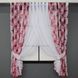 Кухонный комплект (400х170см) шторки с подвязками цвет розовый с белым 111к 52-0689