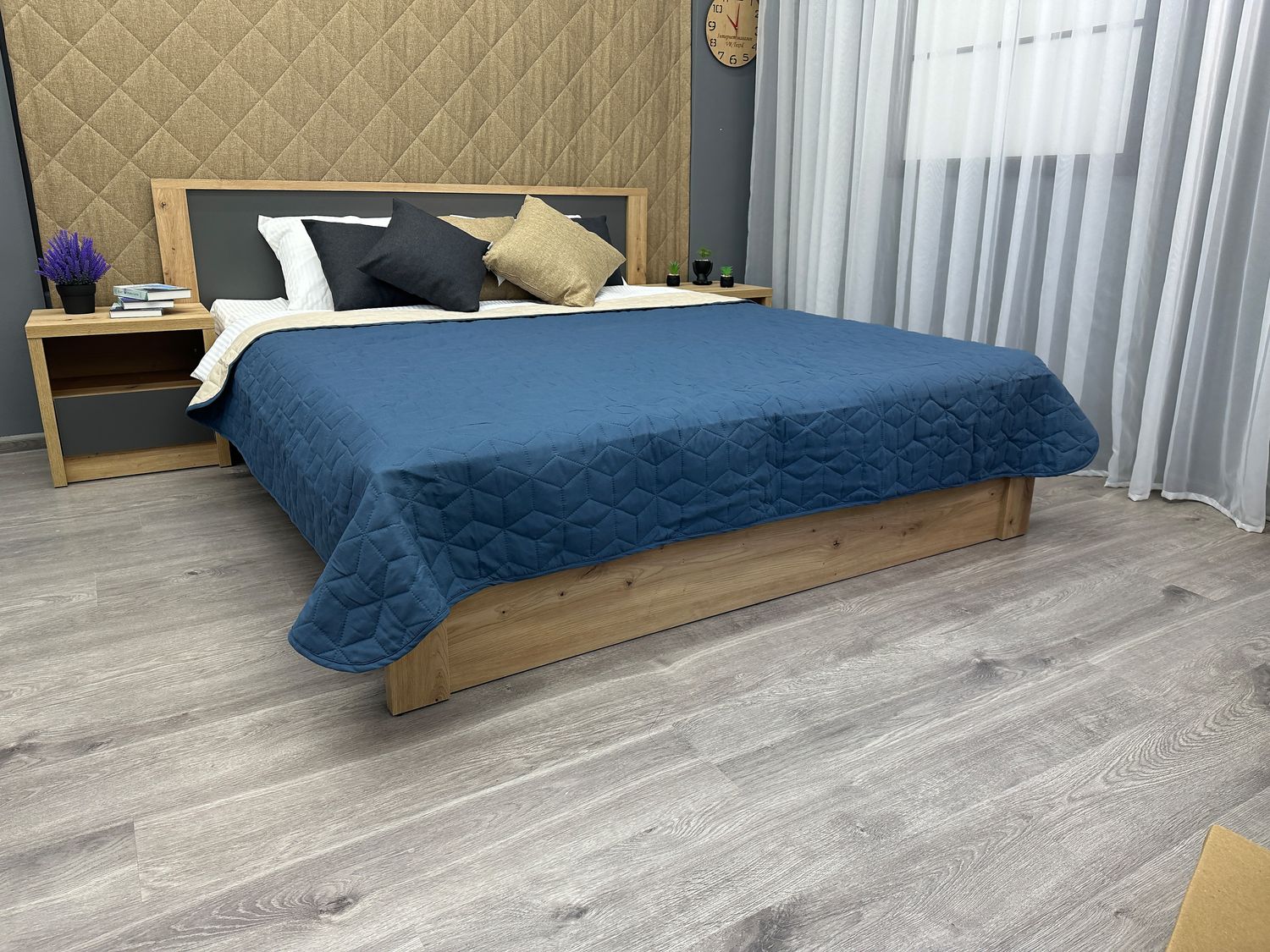 Покрывало двустороннее Decorator Microfiber куб 140х215 см синий с бежевым (85-106)