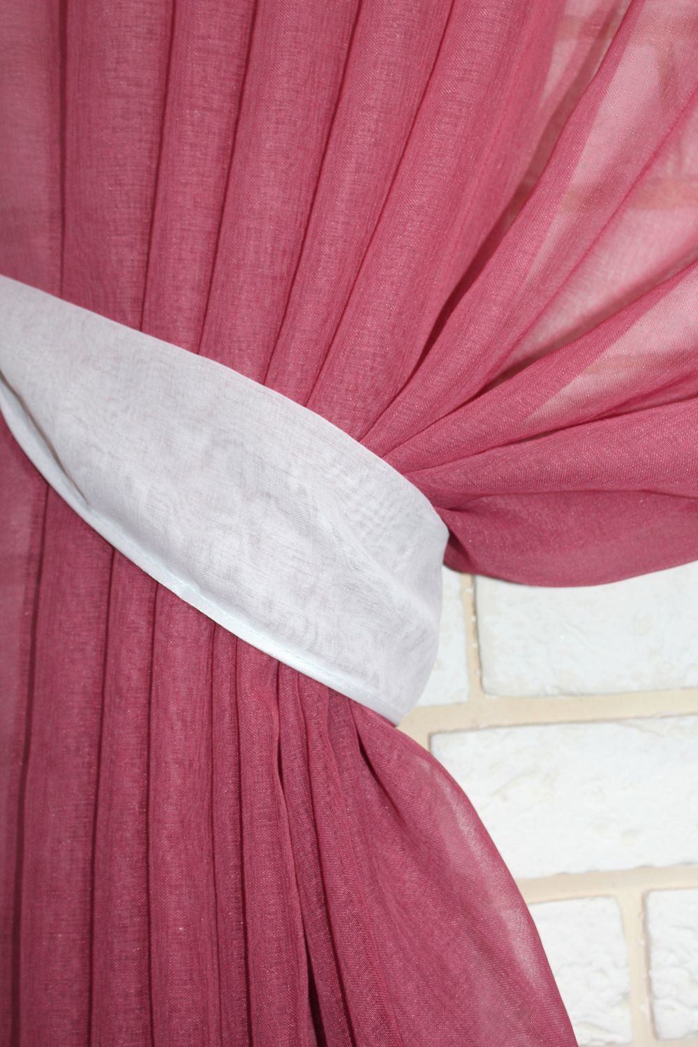 Комплект декоративных штор из батиста цвет марсала с белым 006дк 10-416