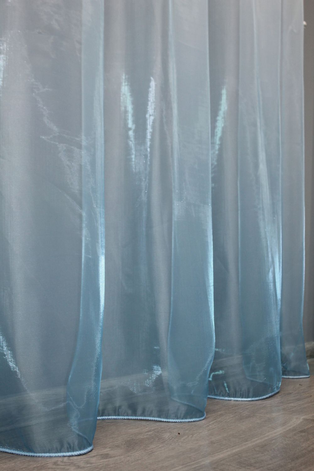 Тюль растяжка "Омбре" из органзы цвет белый с голубым 1389т, Тюль на метраж, Нужную Вам ширину указывайте при покупке. (Ширина набирается по длине рулона.), 2,7 м.
