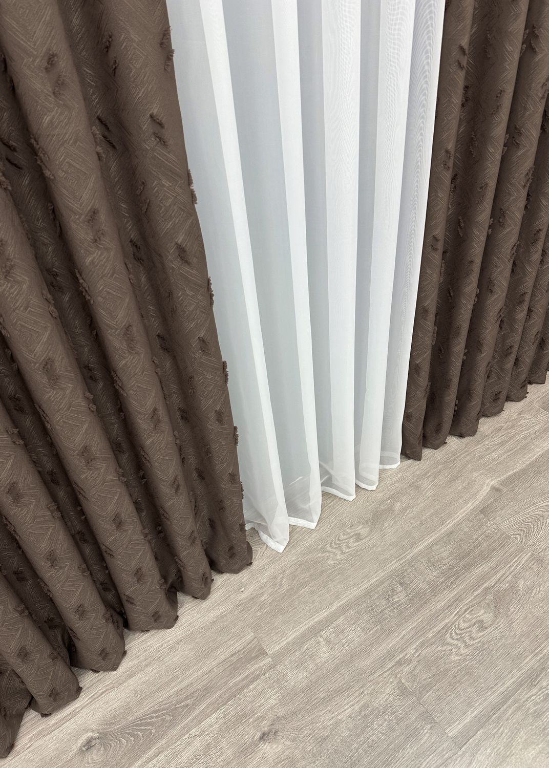 Комплект (2шт 2,0х2,9м) штор Лен Букле, цвет коричневый 1891ш 32-254
