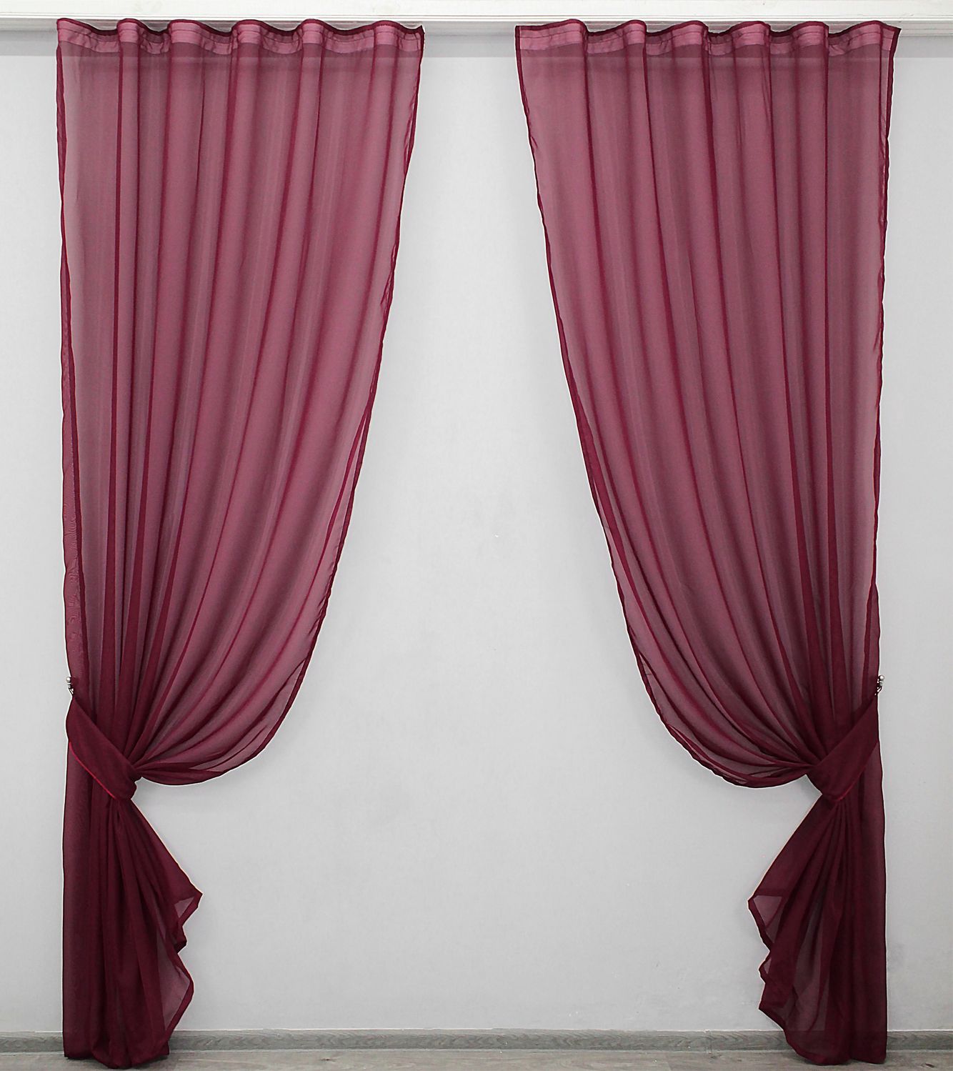 Готовий (2шт 2х2,5м) комплект декоративних штор з шифону, колір бордовий 006дк 10-167