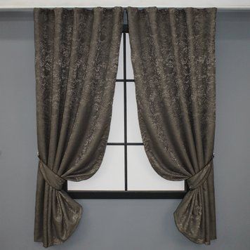 Комплект (2шт 1,3х1,7м) коротких штор, лен мрамор, коллекция "Pavliani", цвет темное какао 1288ш 35-0064