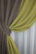 Комбинированные шторы из ткани лен "Лен Мешковина" цвет какао с оливковым 014дк (359-106ш) Фото 4
