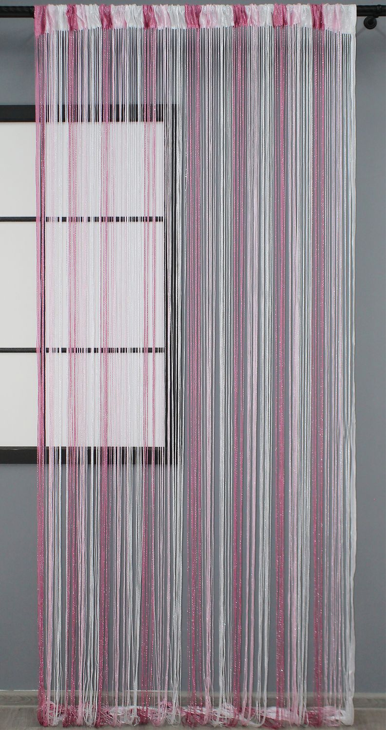 Штори-нитки (1 шт 3х3 м) з люрексом колір малиновий з білим 61-037