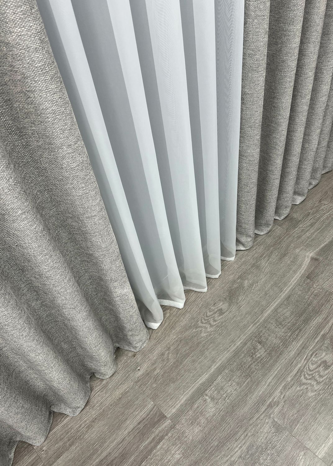 Комплект (2шт 1,5х3,0м) штор фактурный лен премиум, коллекция "Grand Linen", цвет светло-серый 2041ш 33-1031