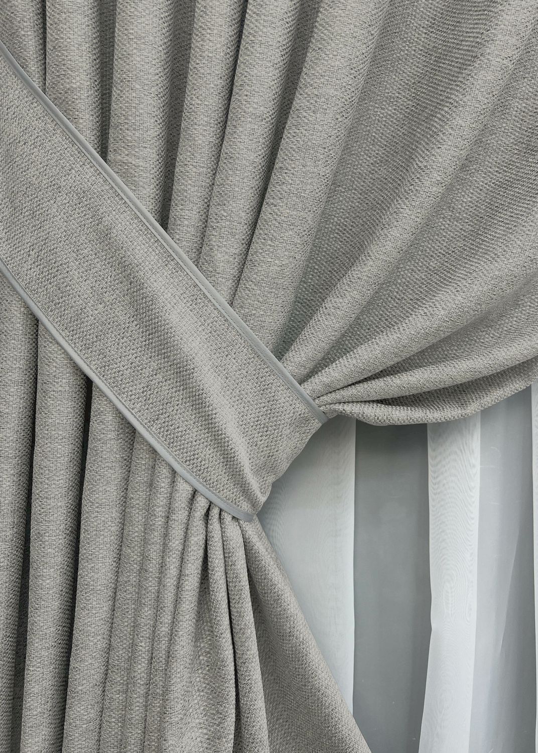 Комплект (2шт 1,5х3,0м) штор фактурный лен премиум, коллекция "Grand Linen", цвет светло-серый 2041ш 33-1031