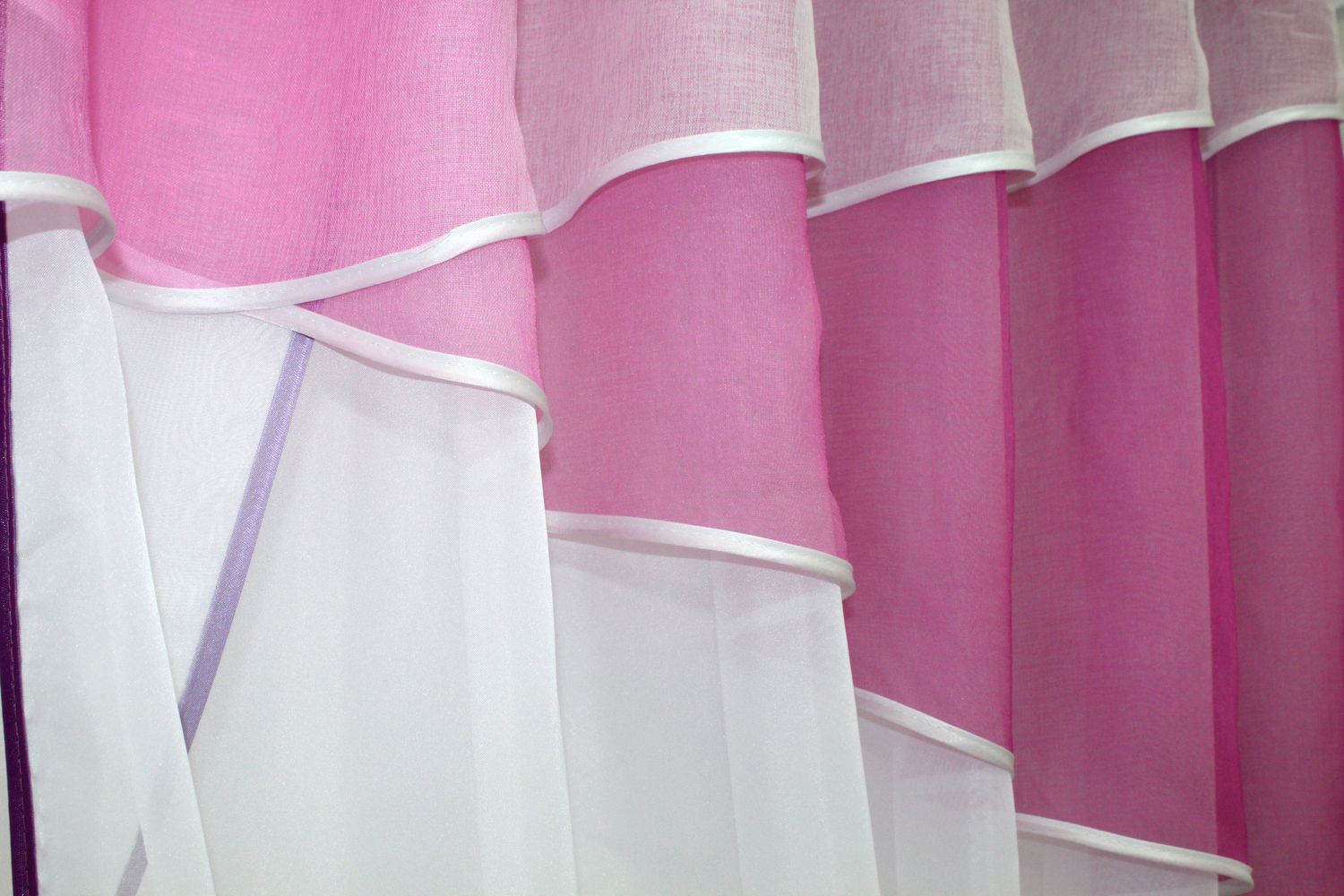 Кухонные шторы (260х170см) с ламбрекеном, на карниз 1-1,5м цвет розовый с белым 091к 50-894