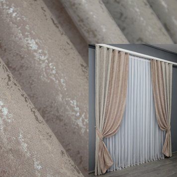 Комбинированные (2шт 1,4х2,7м) шторы, лен, цвет серо-бежевый со светло-пудровым 014дк (1177-1362ш) 10-991