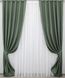 Комплект готових штор із тканини льон блекаут рогожка колір зелений 916ш Фото 3