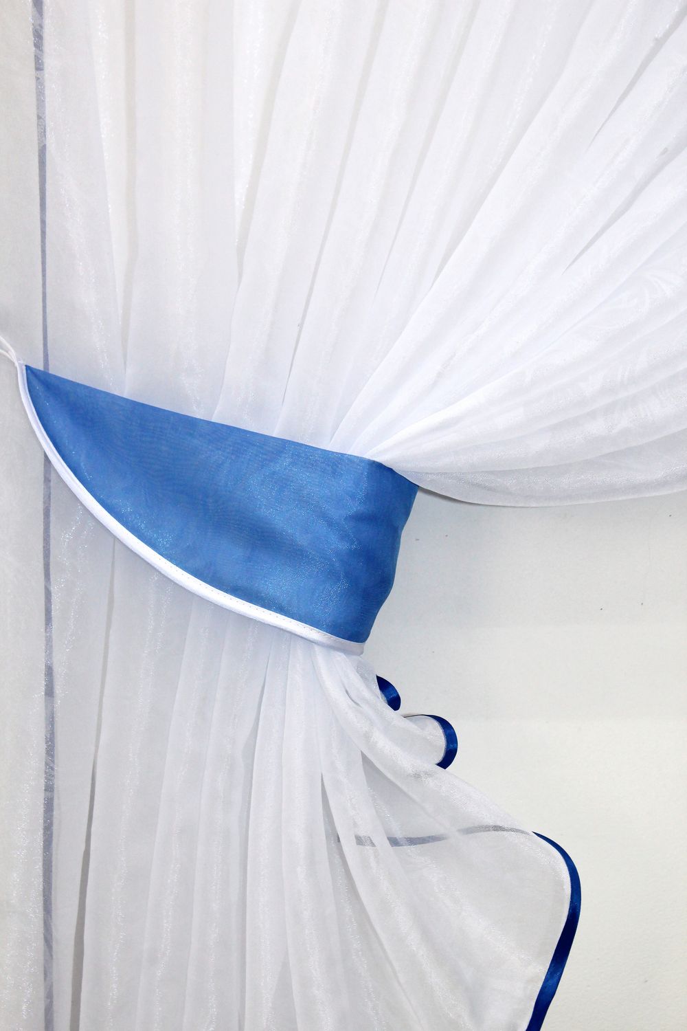 Кухонный комплект (320х170см) шторки с подвязками цвет голубой с белым 101к 52-0417