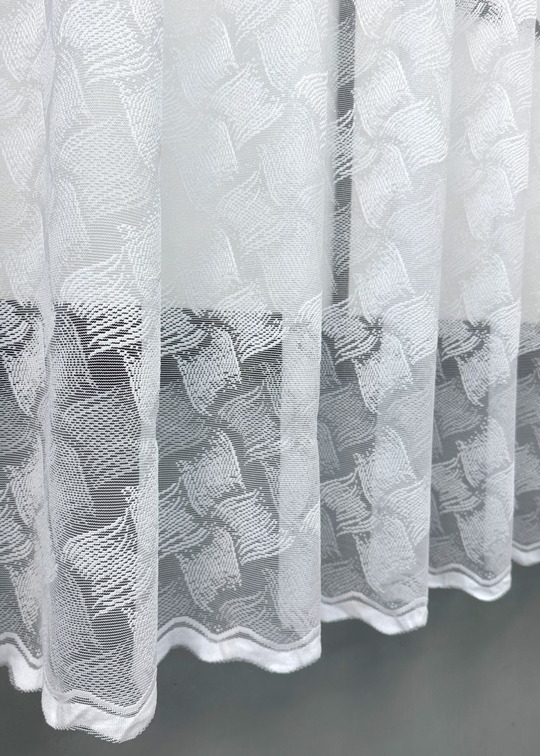 Короткая тюль, высота 1,6 м, жаккард цвет белый 1777т, Готовая тюль с тесьмой (3х1,6 м.), 3,0 м., 1,6 м., 300, 160, 1,5 м., Тесьма