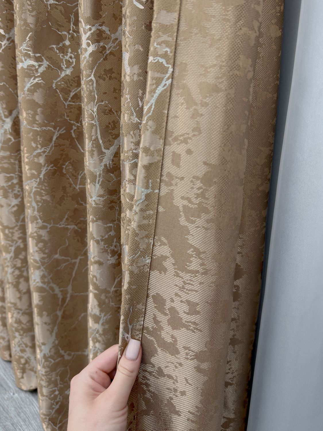 Комплект (2шт 1,5х2,7м) штор лен мрамор, коллекция "Royal Touch" цвет капучино 2006ш 33-0974