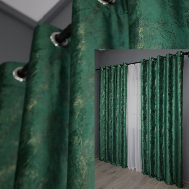 Комплект штор із тканини оксамит (бархат) колекція "Афіна" Туреччина колір зелений 1311ш, Зелений, Комплект штор на люверсах (2шт. 1,5х2,7м.), Класичні, Довгі, 1,5 м., 2,7 м., 150, 270, 2 - 3 м., Немає, Люверси