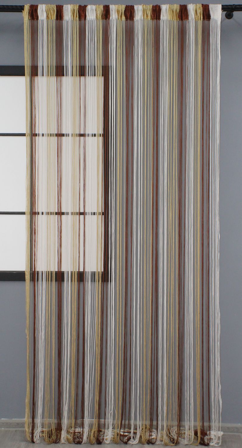 Шторы-нити "Кисея" (1 шт 3х3 м ) цвет коричневый с бежево-белым 61-009