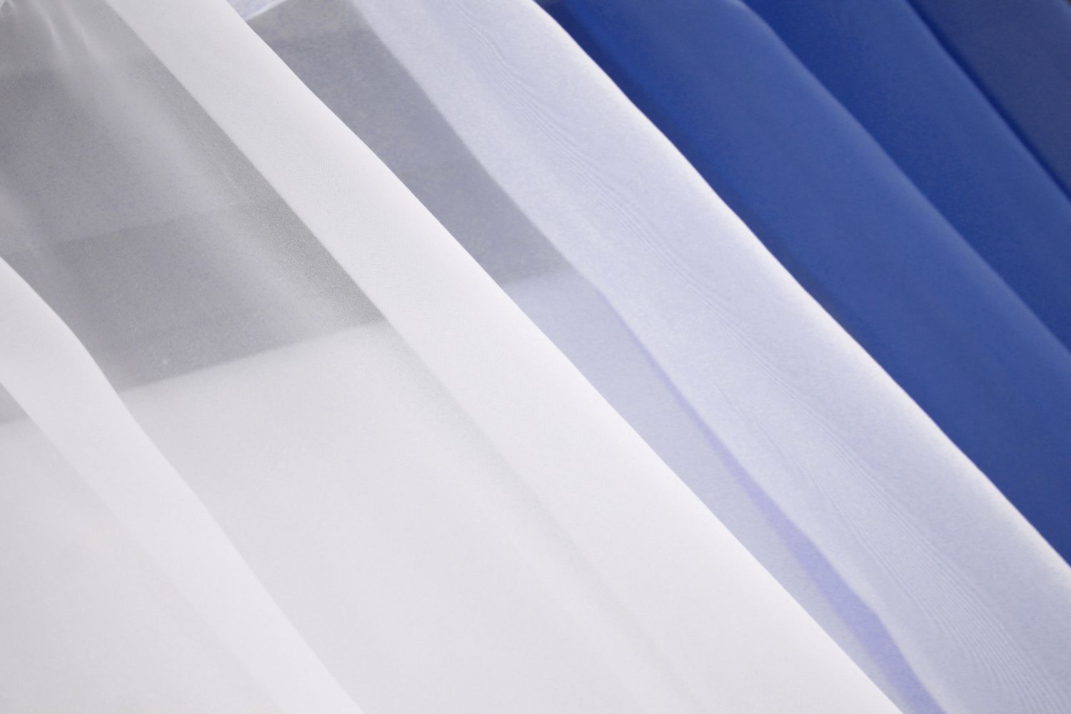 Комплект (265х170см) шторки с подвязками цвет синий с белым 017к 50-378