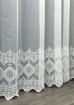 Остаток (3,7х2,9м) с рулона, тюль бамбук с вышивкой и люрексом цвет белый 1817ту 00-815