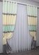 Штори з тканини льон колір бежевий з бірюзовим 1022ш Фото 3