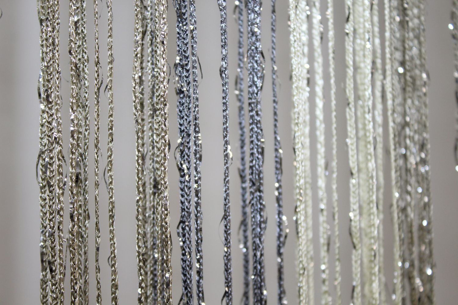 Шторы-нити "Кисея" (1 шт 3х3 м) с люрексом цвет серый с молочно-бежевым 61-034