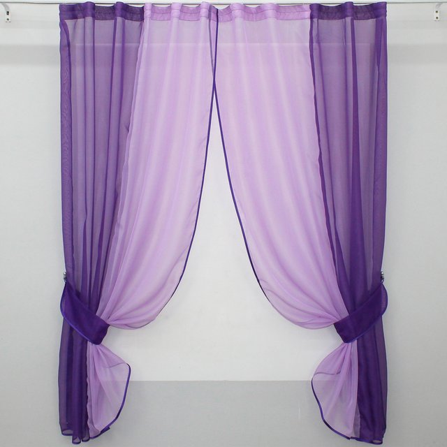 Кухонні штори (265х170см) на карниз 1-1,5м колір фіолетовий з бузковим 017к 52-0059